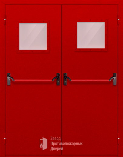 Фото двери «Двупольная со стеклопакетом и антипаникой (красная)» в Дрезне