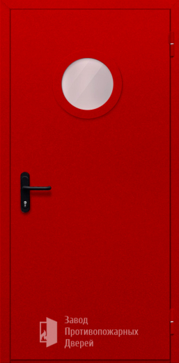 Фото двери «Однопольная с круглым стеклом (красная)» в Дрезне