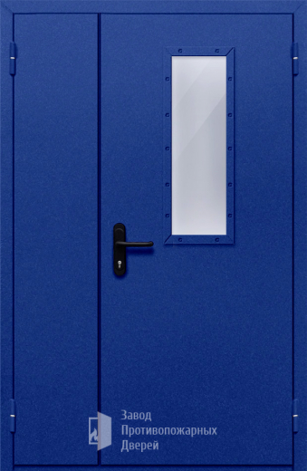 Фото двери «Полуторная со стеклом (синяя)» в Дрезне