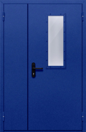 Фото двери «Полуторная со стеклом (синяя)» в Дрезне