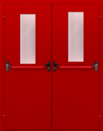 Фото двери «Двупольная с стеклом и антипаникой (красная)» в Дрезне