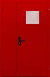 Фото двери «Полуторная со стеклопакетом (красная)» в Дрезне