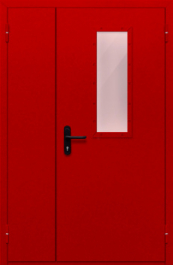 Фото двери «Полуторная со стеклом (красная)» в Дрезне