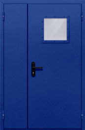 Фото двери «Полуторная со стеклопакетом (синяя)» в Дрезне